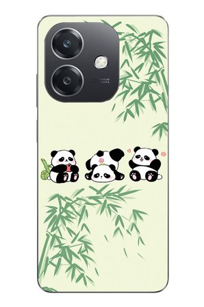 Oppo A3 Uyumlu Panda Ailesi Baskılı Silikon Kılıf
