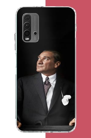 Redmi 9T-POCO M3 Uyumlu kürsüden bakan atatürk Baskılı Silikon Kılıf