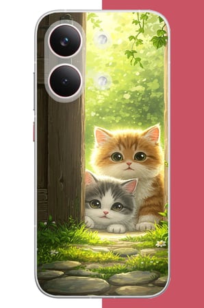 Poco X8 Pro Max Uyumlu kapıdaki kediler Baskılı Silikon Kılıf