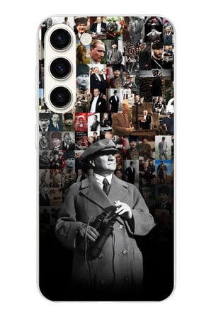 Samsung Galaxy S25 PLUS Uyumlu Atatürk Portre Kolaj Baskılı Silikon Kılıf