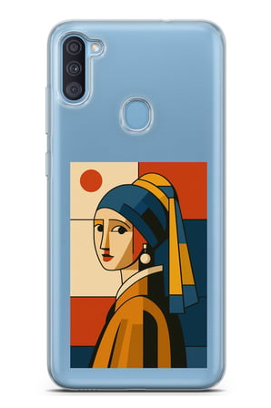 Samsung Galaxy A11-M11 Uyumlu Bauhaus İnci Küpeli Kız Baskılı Silikon Kılıf