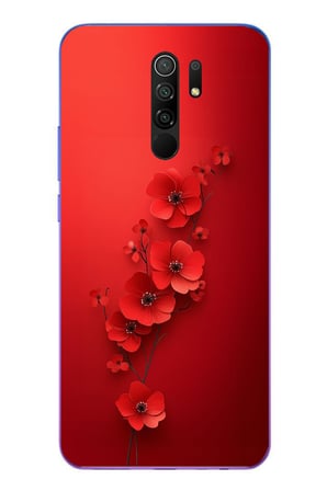 Redmi 9 Uyumlu Kırmızı Kardelenler Baskılı Silikon Kılıf