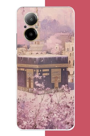Realme 12 Lite Uyumlu pembe çiçekli kabe Baskılı Silikon Kılıf