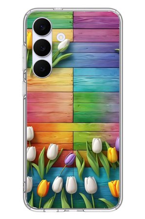 Samsung Galaxy S25 FE Uyumlu Renkli Laleler Baskılı Silikon Kılıf