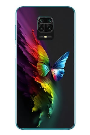 Redmi Note 9s Uyumlu Gökkuşağı Kelebeği Baskılı Silikon Kılıf