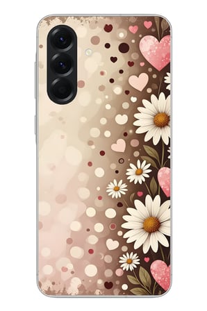 Samsung Galaxy A56 Uyumlu Kalpli Papatya Damlaları Baskılı Silikon Kılıf