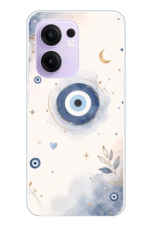 OPPO Reno 13F Uyumlu Şans Getiren Nazar Tasarımı Baskılı Silikon Kılıf