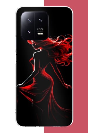 Xiaomi Mi 13 Uyumlu kırmızı elbiseli kadın Baskılı Silikon Kılıf