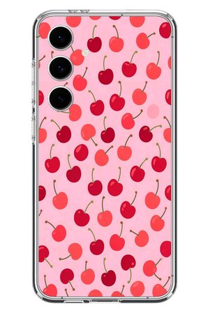 Samsung Galaxy S24 FE Uyumlu Pembe Kirazlar Baskılı Silikon Kılıf