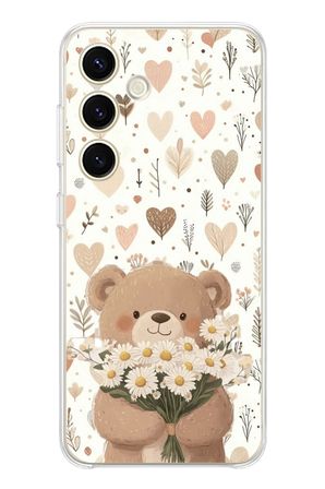 Samsung Galaxy S24 Uyumlu Romantik Sevimli Ayıcık Baskılı Silikon Kılıf