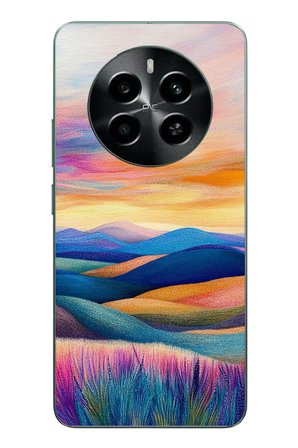 Realme 12 4G Uyumlu Renkli Pastel Günbatımı Baskılı Silikon Kılıf