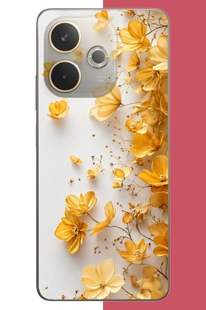 Oppo A5 Pro Uyumlu Altın Çiçek Esintisi Baskılı Silikon Kılıf