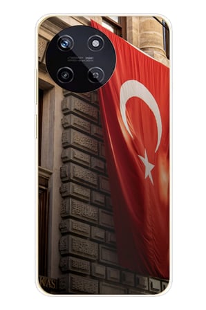 Realme 11 4G Uyumlu Dev Türk Bayrağı Baskılı Silikon Kılıf