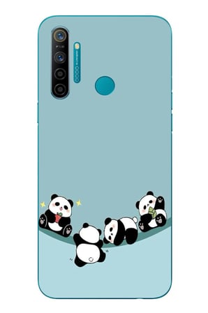 Realme 5i Uyumlu Panda Ailesi Baskılı Silikon Kılıf