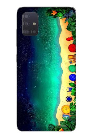 Samsung Galaxy A51 Uyumlu Tatil Kumsal Gecesi Baskılı Silikon Kılıf