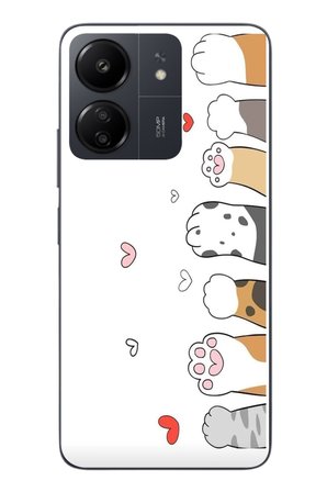 Redmi 13C Uyumlu Kedi Harekatı Patileri Baskılı Silikon Kılıf