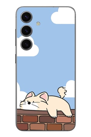 Samsung Galaxy S24 Uyumlu Duvar Üstünde Kedi Baskılı Silikon Kılıf