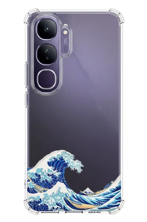 Vivo V40 Lite Uyumlu Kanagawa Oki Nami Ura Dalgası Tasarımlı Baskılı Silikon Kılıf