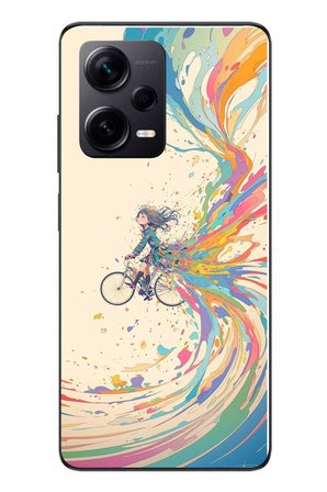 Redmi Note 12 Pro Plus Uyumlu Rengarenk Bisikletli Kız Baskılı Silikon Kılıf