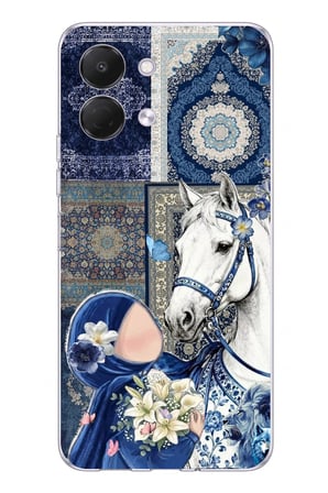Tecno Spark GO 3 Uyumlu Geleneksel Motifli Beyaz At Baskılı Silikon Kılıf