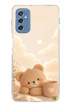 Samsung Galaxy M52 Uyumlu Sevimli Tatlı Ayı Baskılı Silikon Kılıf