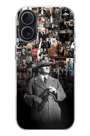 iPhone 17 Uyumlu Atatürk Portre Kolaj Baskılı Silikon Kılıf