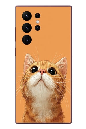 Samsung Galaxy S22 Ultra Uyumlu Masum Kedi Baskılı Silikon Kılıf