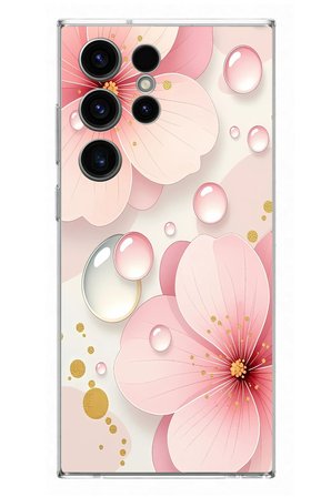 Samsung Galaxy S23 Ultra Uyumlu Damlalı Çiçekler Baskılı Silikon Kılıf