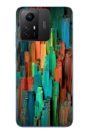 Redmi Note 12S Uyumlu Dikey Renkler Baskılı Silikon Kılıf