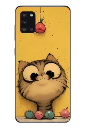 Samsung Galaxy A31 Uyumlu Kedi Çizgisi Baskılı Silikon Kılıf