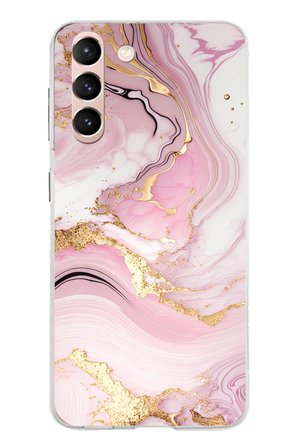 Samsung Galaxy S21 Uyumlu Pembe Mermer Baskılı Silikon Kılıf