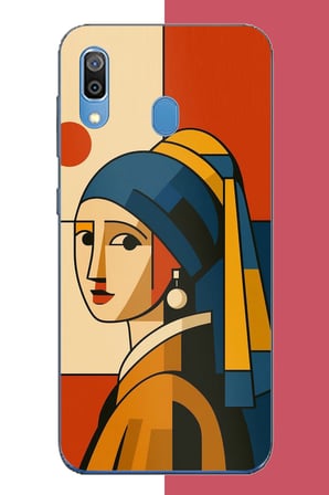 Samsung Galaxy A20-A30 Uyumlu İnci Küpeli Kızın Modern Yorumu Baskılı Silikon Kılıf