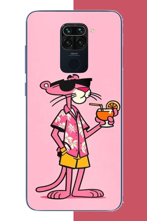 Redmi Note 9 Uyumlu pembe panter 1 Baskılı Silikon Kılıf