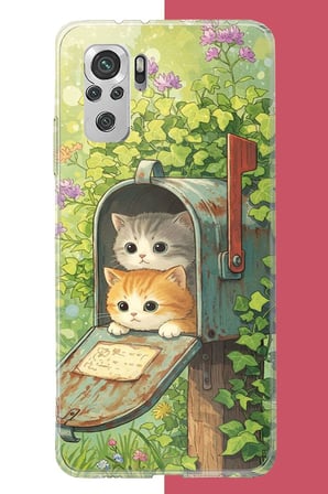 Redmi Note 10 / 10S Uyumlu posta kutusundaki kedi Baskılı Silikon Kılıf
