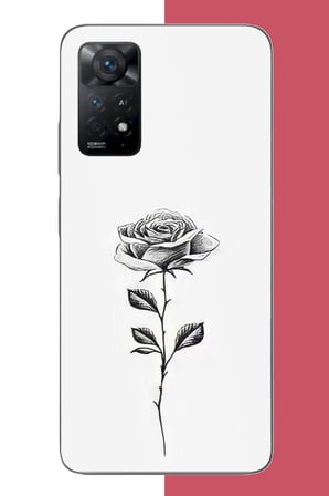 Redmi Note 11E Uyumlu siyah gül Baskılı Silikon Kılıf