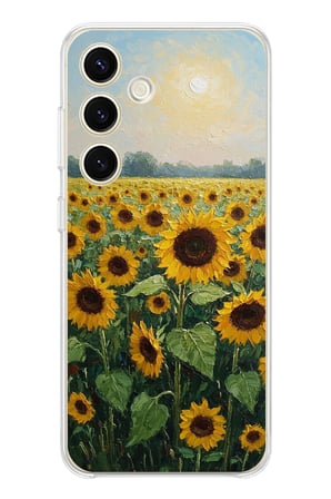 Samsung Galaxy S24 Uyumlu Ay çiçeği sulu boya Baskılı Silikon Kılıf