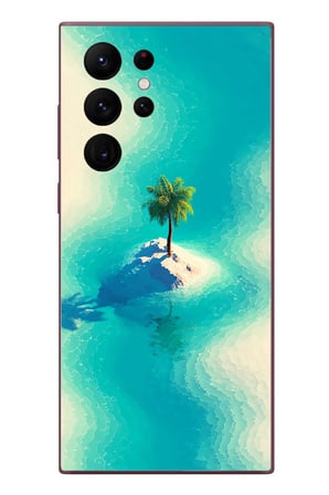 Samsung Galaxy S22 Ultra Uyumlu Adada Palmiye Baskılı Silikon Kılıf