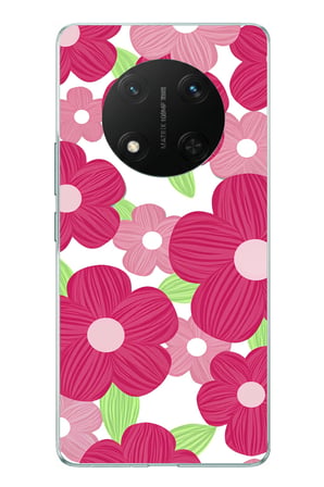Honor X9C Uyumlu Pembe Çiçek Desenli Baskılı Silikon Kılıf