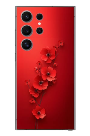 Samsung Galaxy S24 Ultra Uyumlu Kırmızı Kardelenler Baskılı Silikon Kılıf