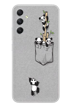 Samsung Galaxy A34 Uyumlu Cepli Panda Baskılı Silikon Kılıf