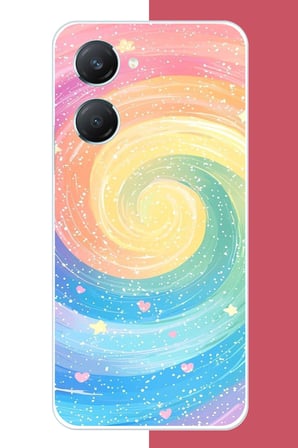 Vivo Y18 Uyumlu gökkuşağı girdap Baskılı Silikon Kılıf