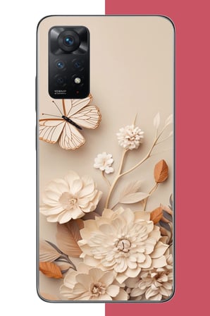 Redmi Note 11 PRO 4G Uyumlu duvardaki kelebek Baskılı Silikon Kılıf