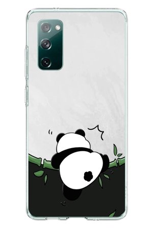 Samsung Galaxy S20 FE Uyumlu Bambuya Çıkan Panda Baskılı Silikon Kılıf