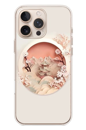 İphone 16 Pro Max Uyumlu Manzar Retro Yuvarlak Baskılı Silikon Kılıf