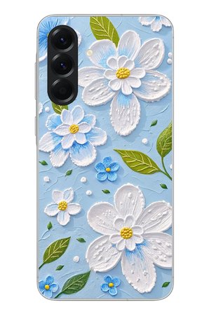 Samsung Galaxy A56 Uyumlu Mavi Papatyalar Baskılı Silikon Kılıf