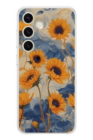 Samsung Galaxy S24 Uyumlu Yıldızlı Ayçiçekleri Baskılı Silikon Kılıf