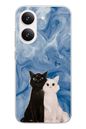 Poco X8 Pro
 Uyumlu Siyah ve Beyaz Kedi Baskılı Silikon Kılıf