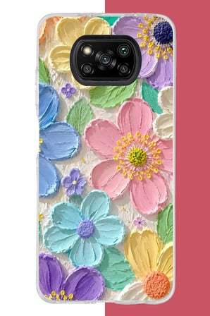 Poco X3-X3 PRO-NFC Uyumlu Pastel Çiçek Dokusu Baskılı Silikon Kılıf