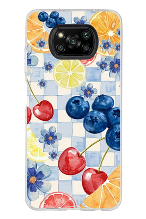Poco X3-X3 PRO-NFC Uyumlu Sulu Boya Meyve ve Çiçek Desenli Baskılı Silikon Kılıf