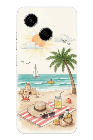 Tecno Spark GO 1 Uyumlu Sulu Boya Sahil ve Deniz Manzaralı Baskılı Silikon Kılıf